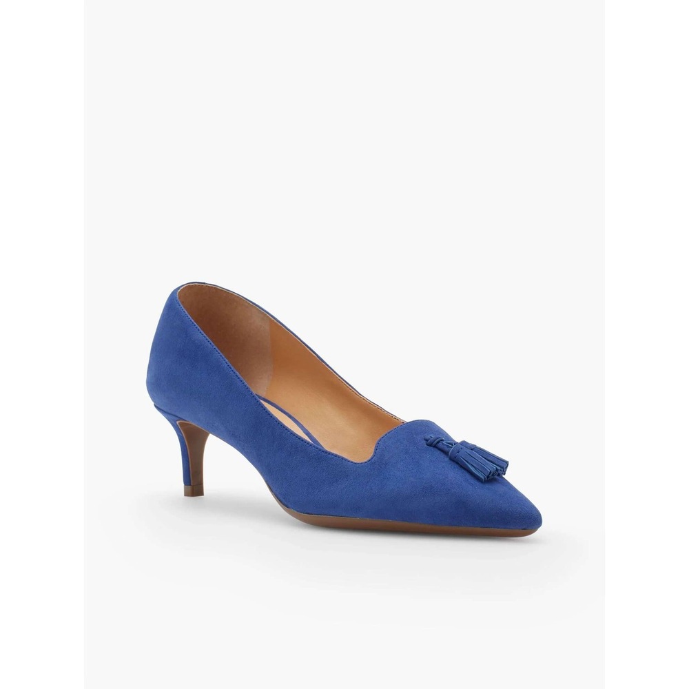 Talbot's Women's Erica Tasseled Kitten-Heel Pumps-kid-Suede in Cobalt 10M